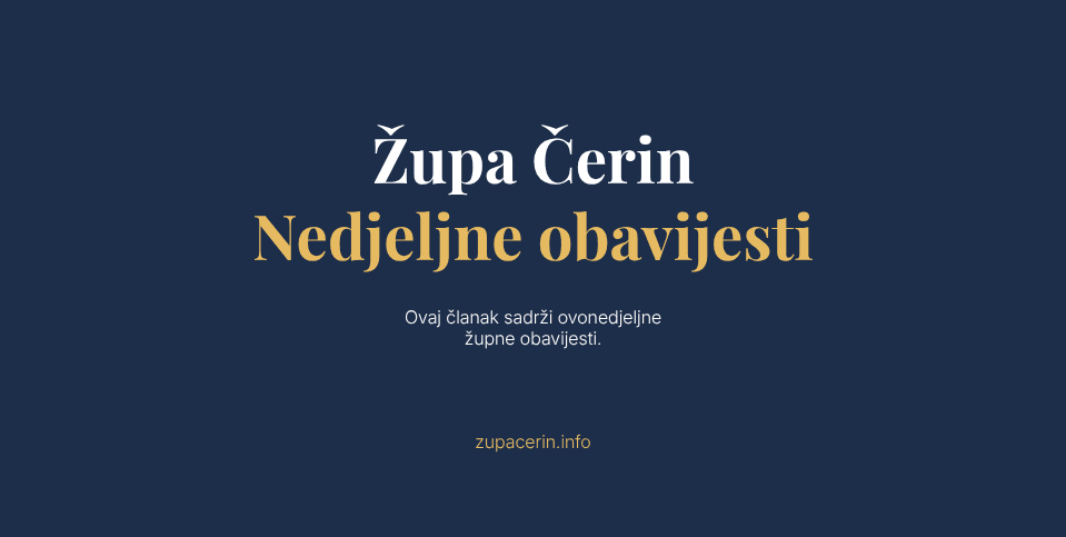 ŽUPNE OBAVIJESTI 2.8.2026.